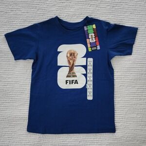 FIFA World Cup 2026 Youth Medium 8/10 Blue Soccer Trophy Graphic T-Shirt NWT